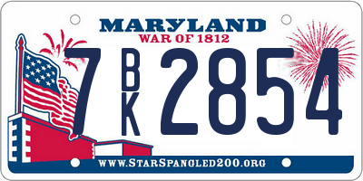 MD license plate 7BK2854