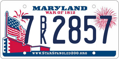 MD license plate 7BK2857