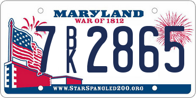 MD license plate 7BK2865