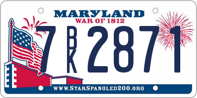 MD license plate 7BK2871