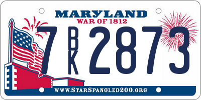 MD license plate 7BK2873