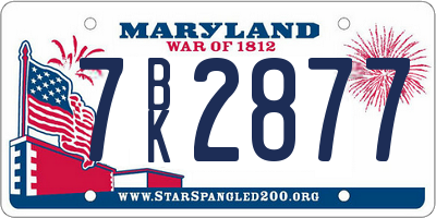 MD license plate 7BK2877