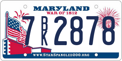 MD license plate 7BK2878