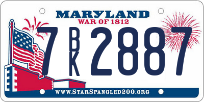 MD license plate 7BK2887