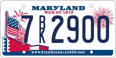 MD license plate 7BK2900