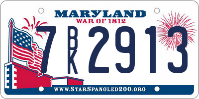 MD license plate 7BK2913