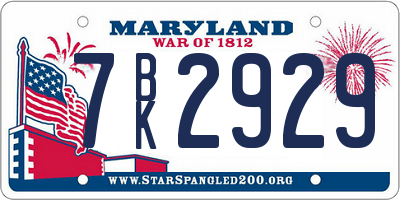 MD license plate 7BK2929