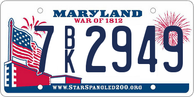 MD license plate 7BK2949