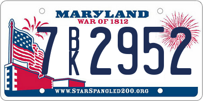 MD license plate 7BK2952
