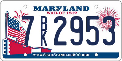 MD license plate 7BK2953