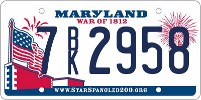 MD license plate 7BK2958