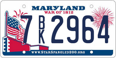 MD license plate 7BK2964