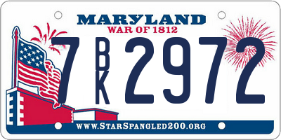 MD license plate 7BK2972