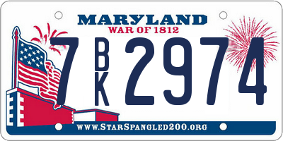 MD license plate 7BK2974