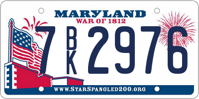 MD license plate 7BK2976