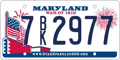 MD license plate 7BK2977