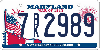MD license plate 7BK2989