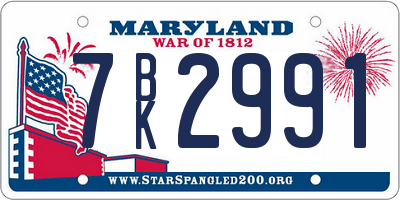 MD license plate 7BK2991