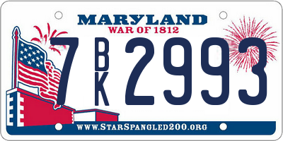 MD license plate 7BK2993