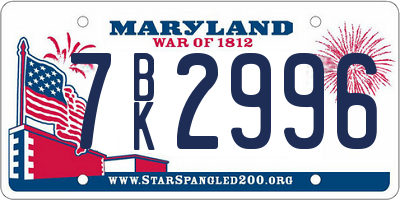MD license plate 7BK2996
