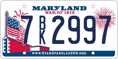 MD license plate 7BK2997