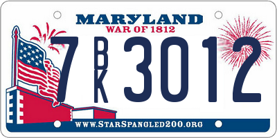MD license plate 7BK3012