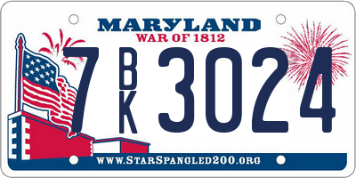 MD license plate 7BK3024
