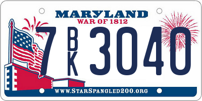 MD license plate 7BK3040