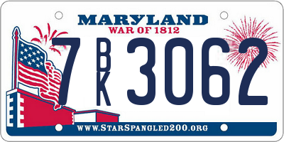 MD license plate 7BK3062