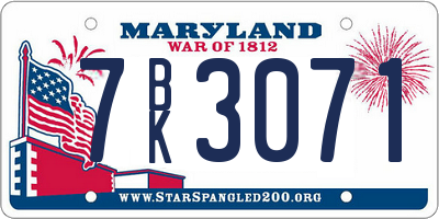 MD license plate 7BK3071