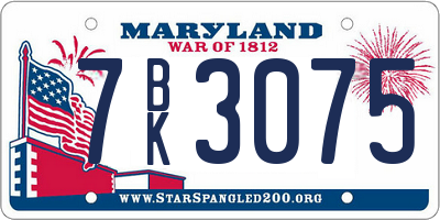 MD license plate 7BK3075