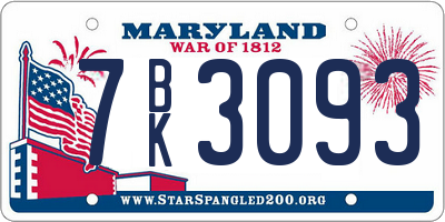 MD license plate 7BK3093