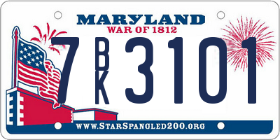 MD license plate 7BK3101