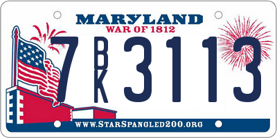 MD license plate 7BK3113