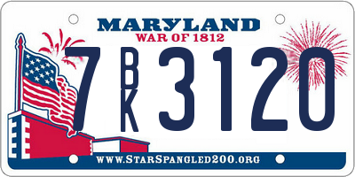 MD license plate 7BK3120