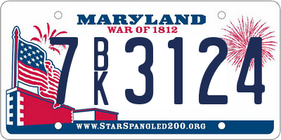MD license plate 7BK3124