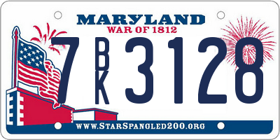MD license plate 7BK3128