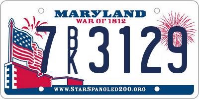 MD license plate 7BK3129