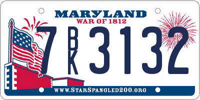 MD license plate 7BK3132