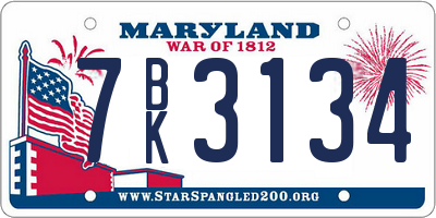MD license plate 7BK3134