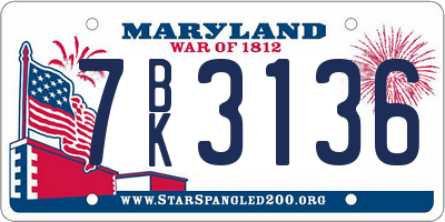 MD license plate 7BK3136