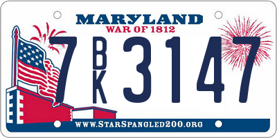 MD license plate 7BK3147