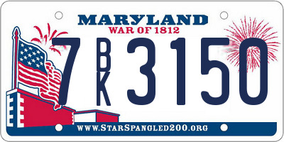 MD license plate 7BK3150