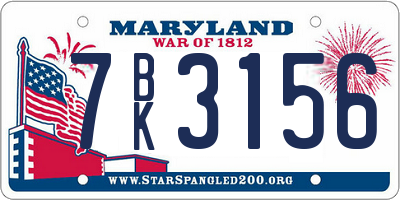 MD license plate 7BK3156