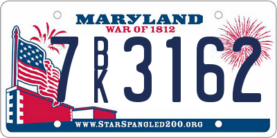 MD license plate 7BK3162