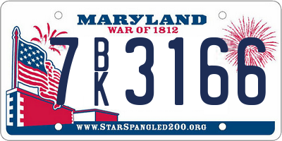 MD license plate 7BK3166
