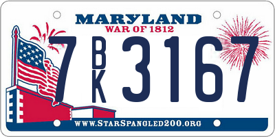 MD license plate 7BK3167