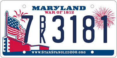 MD license plate 7BK3181