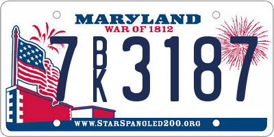 MD license plate 7BK3187