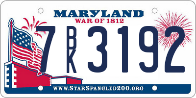 MD license plate 7BK3192
